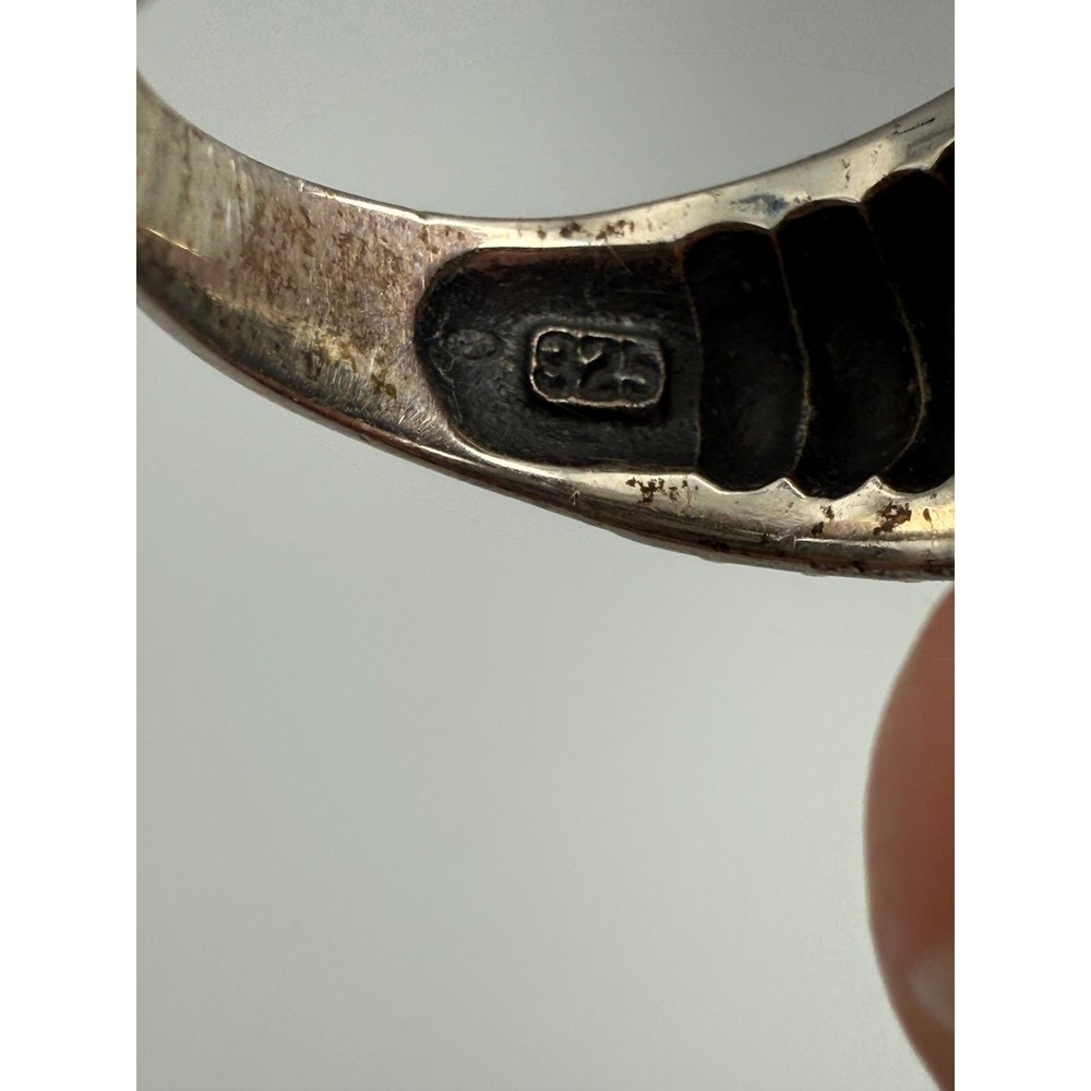 925 Sterling Silver Ribbed Dome Ring Size 7.5 Beaded Edge Shrimp Style‎ 5.4g - Picture 4 of 5